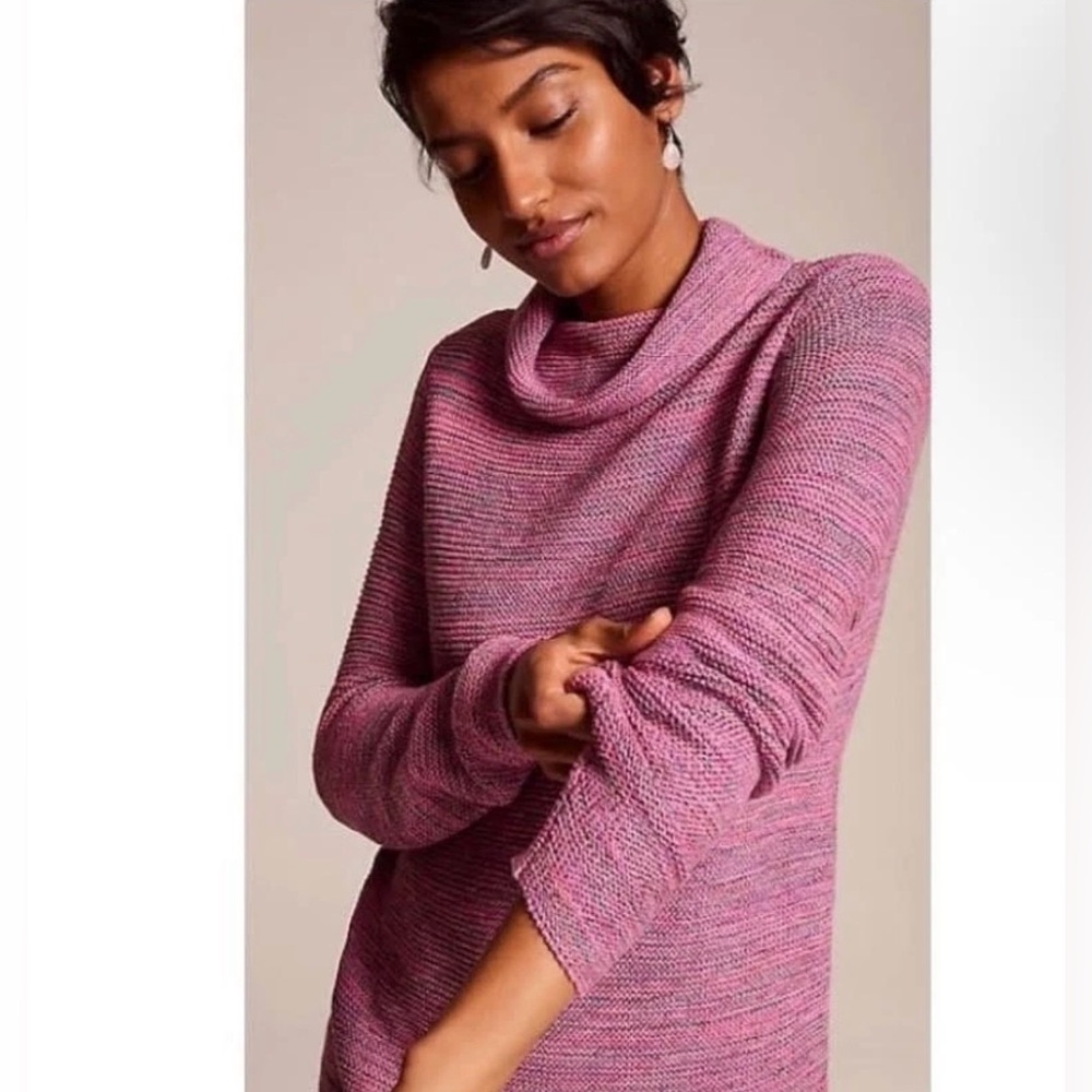 J Jill Sweater XL Womens Knit Cowl Neck Pullover Pink Purple Long Sleeve EUC